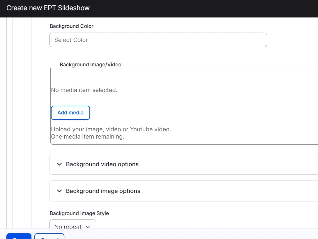 Background color, image or video